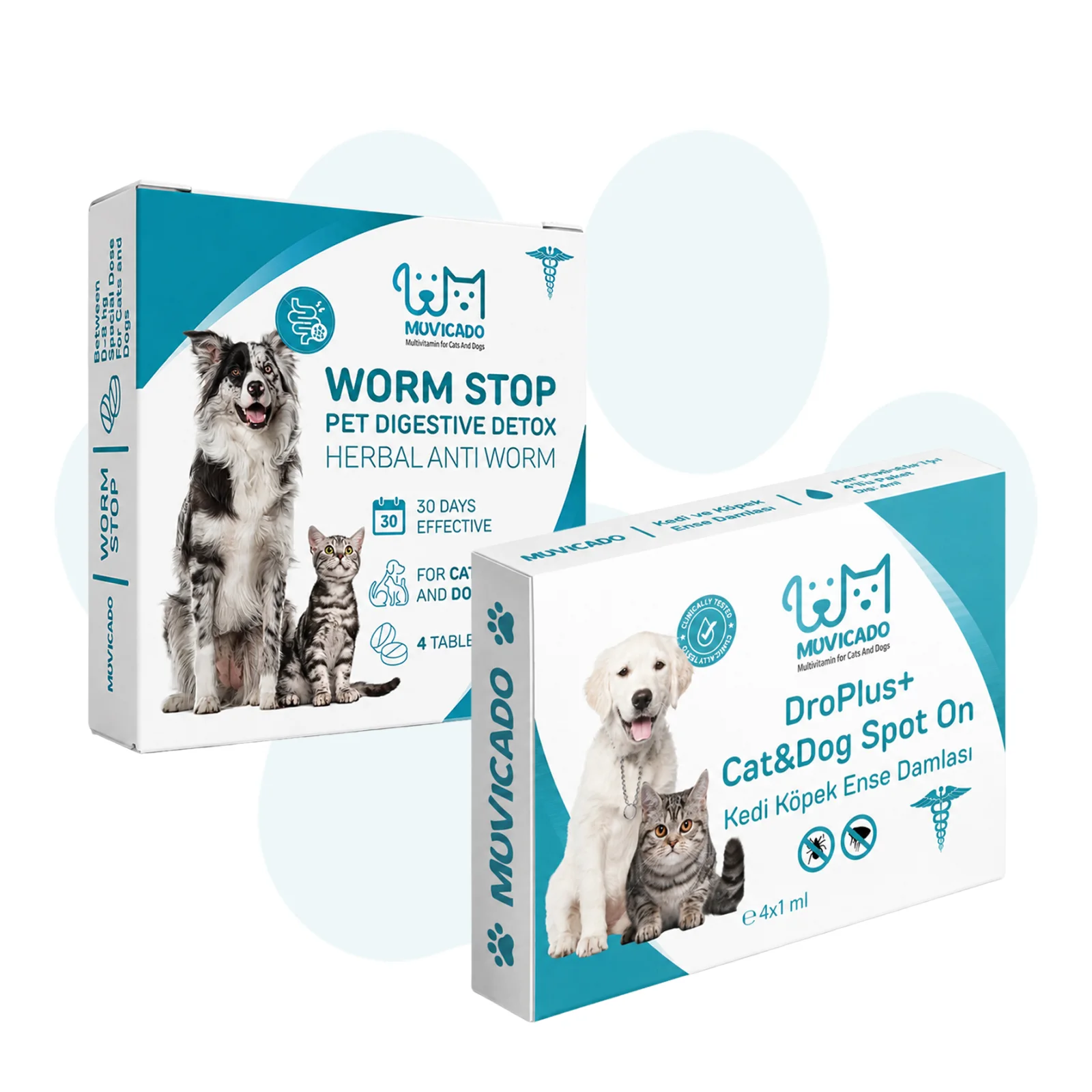 Muvicado Kedi Köpek İç Dış Parazit Damla Tablet Seti